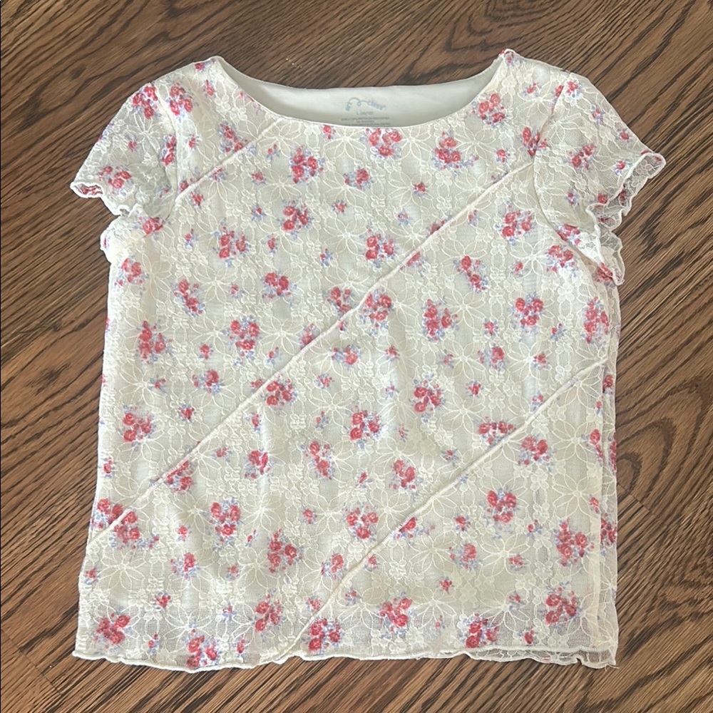 Target Cream Blouse with Floral Design